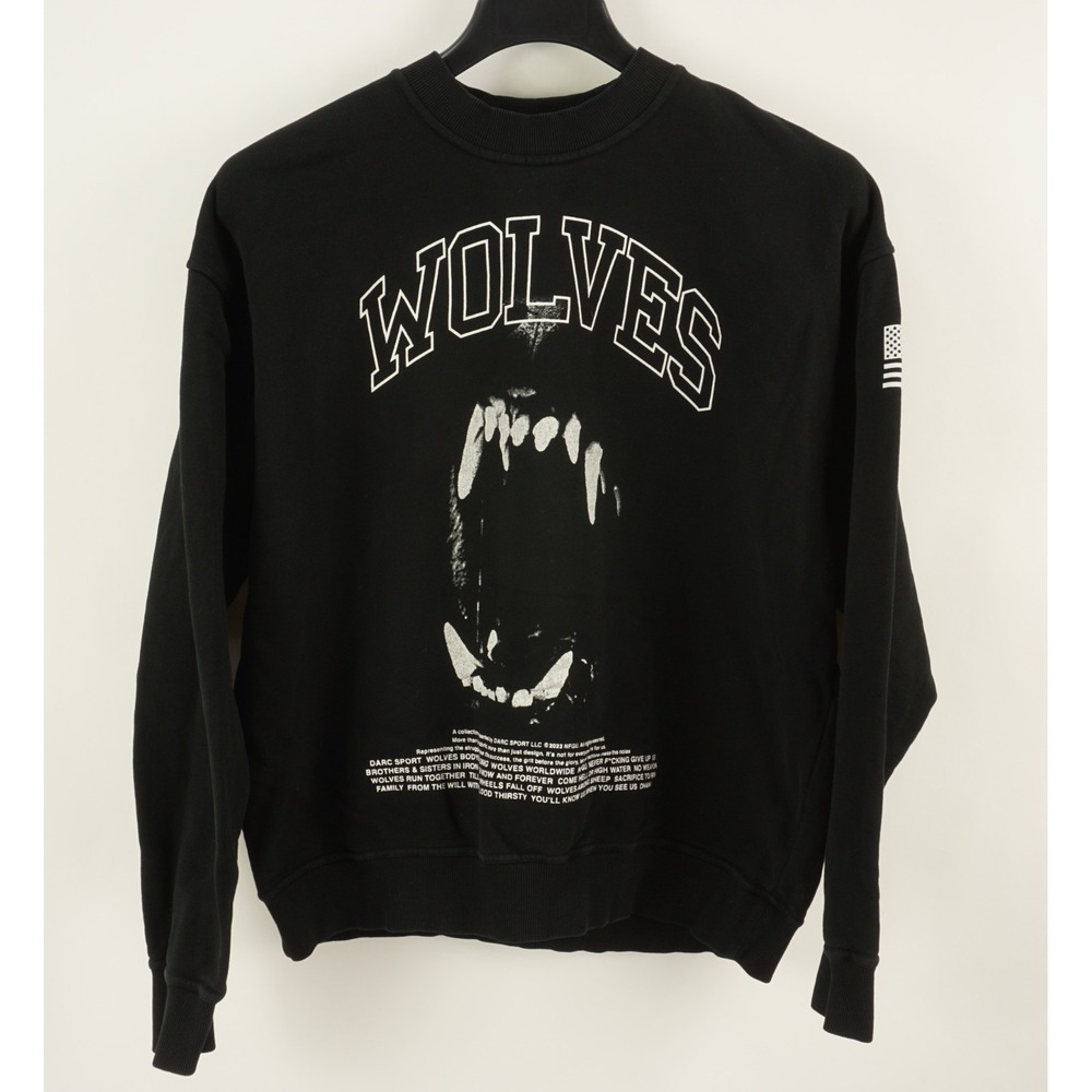Darc Sport Wolves NFGU Fight Cancer Mens Medium Black Big Logo Fangs Sweatshirt